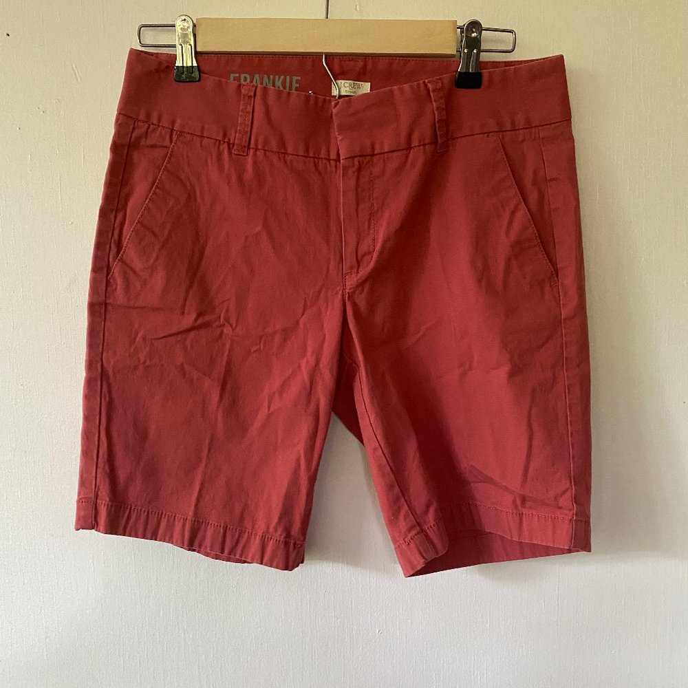 J. Crew Factory Frankie Shorts Women's Size 4 Stretch Rust Modest Pockets